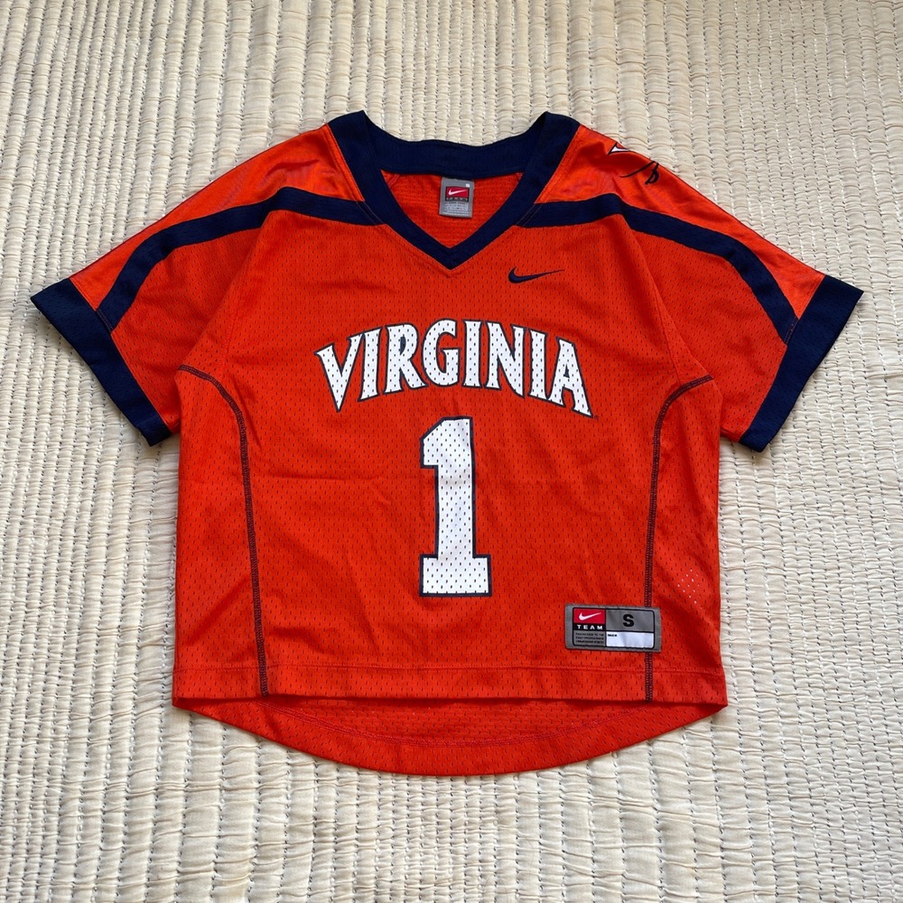 Nike Team Virginia Cavaliers Football Jersey Orange Navy Blue Mesh Size S